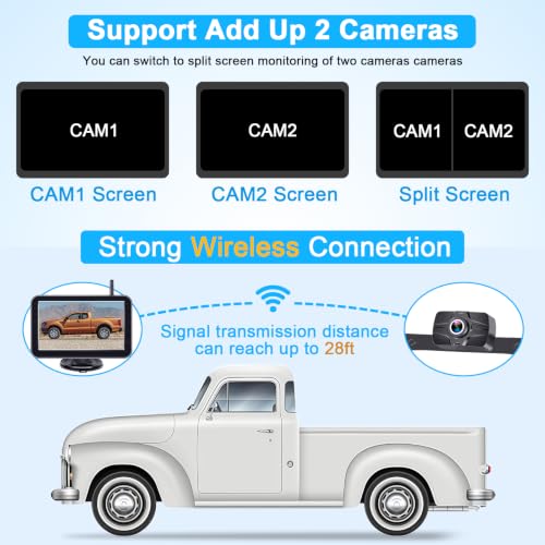 HD 1080P 7 Inch Wireless Backup Camera for Truck