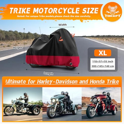 Trike Cover Heavy Duty Waterproof 3 Wheel Motorcycle Cover