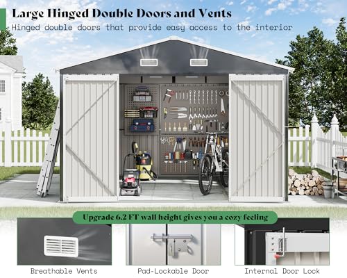 10x12x7 FT Outdoor Storage Shed with 2 Transparent Panels
