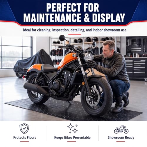 Motorcycle Mat Garage Floor Rug Washable Parking Mats for Garage Floors Non Slip Oil Absorbent Pad Rubber Backing Layer Protects Floor