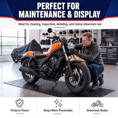 Motorcycle Mat Garage Floor Rug Washable Parking Mats for Garage Floors Non Slip Oil Absorbent Pad Rubber Backing Layer Protects Floor