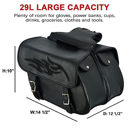 Naked Cowhide Leather Motorcycle Saddle Bags Throw Over Saddlebags (2 Count)