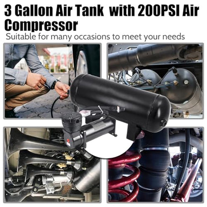 3 Gallon Air Tank with 200PSI Air Compressor for Suspension