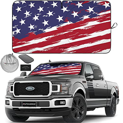 Truck Windshield Sun Shade with Storage Pouch & Anti