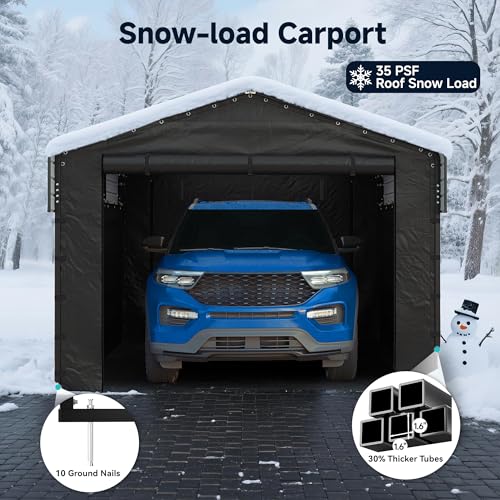 10 x 15 FT Metal Carport with Removable Sidewalls & Doors