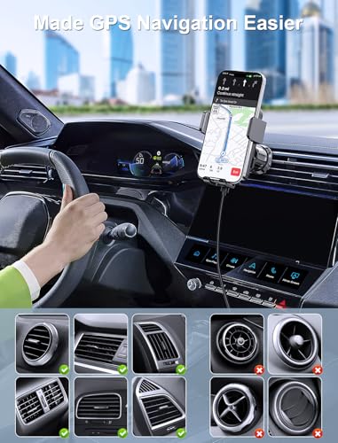 Wireless Car Charger 15W Fast Charging Vent Phone Holder with LED Light