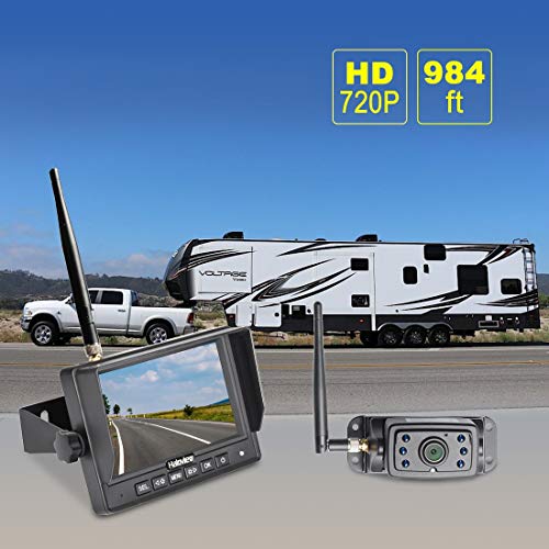 MC5111 5'' 720P HD Digital Wireless Backup Camera System 5'' LCD Rear View Monitor and IP69K Waterproof Reversing Built in DVR Kit for Trucks