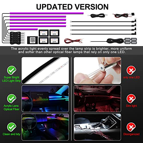 Acrylic Interior Car LED Strip Light with Wireless APP