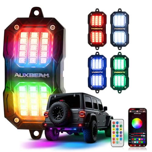 4 Pod RGB LED Rock Lights for Trucks UTV ATV Golf Cart Boat Car (4 Count)