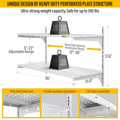 2 Tier 1.3x3ft Garage Shelving Wall Mounted
