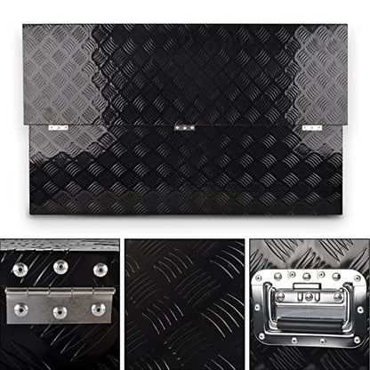 48In Black Aluminum Tool Box 5 Bar Tread ToolBox for Truck Bed Car Outdoor