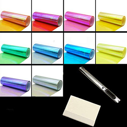 LED LIGHT 12 by 48 inches Self Adhesive Shiny Chameleon Headlights Tail Lights Fog Lights Films