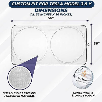 Windshield Sun Shade Compatible with Tesla Model 3 & Model Y