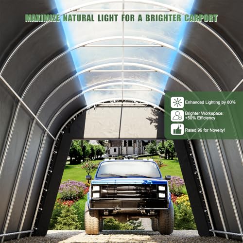 Carport Canopy 12x20 FT Heavy Duty with Translucent Roof