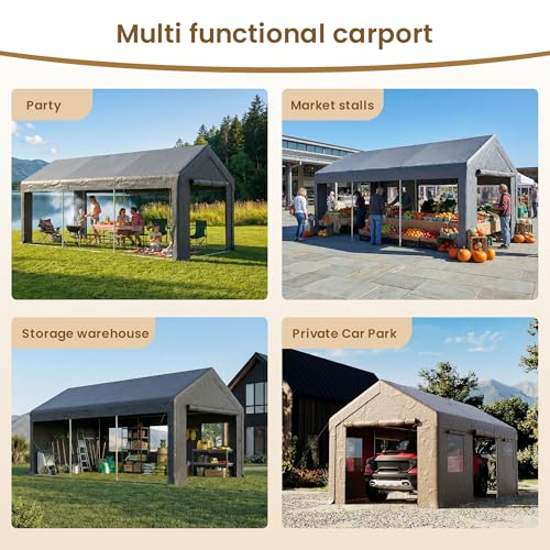 10'×20' Storage Shelter Outdoor Gable Roof Carport