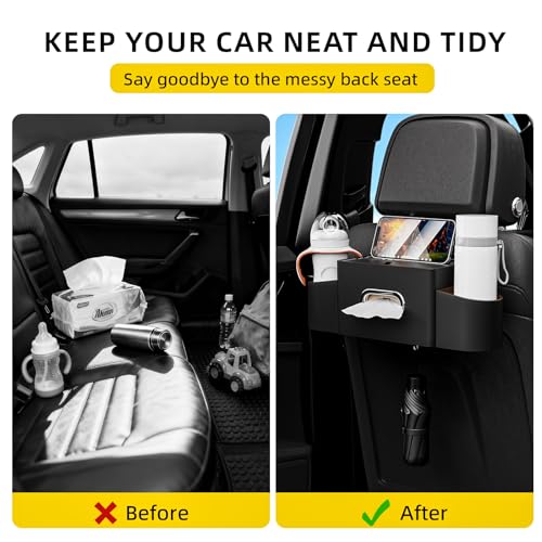 Back Seat Car Organizer with One Towel Leather Wood Materials