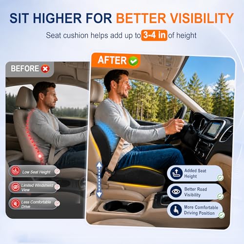 Car Seat Cushion and Lumbar Back Support Pillow Set for Driving
