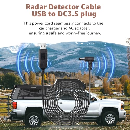 USB to DC3.5 for Cobra Uniden Whistler & Radenso Radar Detector Power Cord (6 Foot)