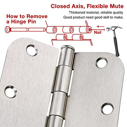 Rounded Door Hinges Brushed Nickel 3.5 Inch 5