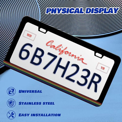 Gay Pride LGBTQ License Plate Frame Flower Stainless Steel 6x12 Inch 2