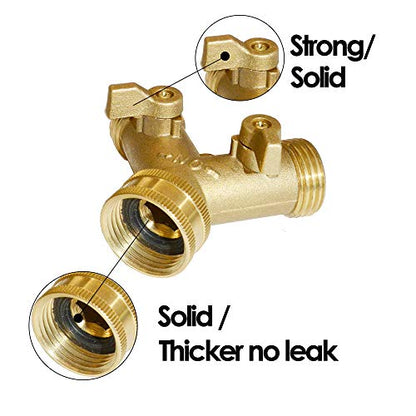 Brass Garden Hose Y Valve Hose Splitter Water Garden Hose Adapter 2 Way 3