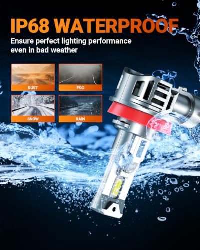H11/H9/H16 LED Light Bulbs, 50000LM 1000% Ultra Bright 6500K Cool White, Real 1:1 Halogen Mini Size, 60000+ Hours Lifespan Plug-N-Play Fog Lights, Pack of 2 (2 Count)