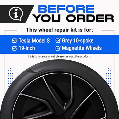 Premium Tesla Wheel Curb Rash Repair Kit for 19" Model S grey Magnetite wheels