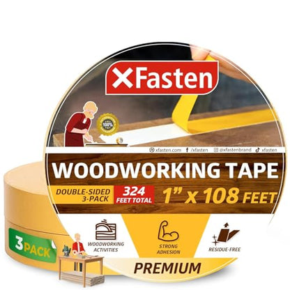 Double Sided Woodworking Tape 1 Inch x 108 Feet (3 Count)