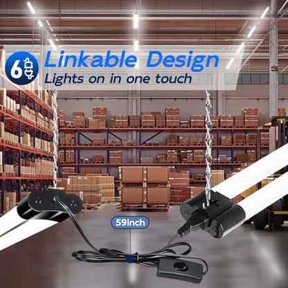 60W 4FT Linkable LED Shop Light forGarage (6 Count)