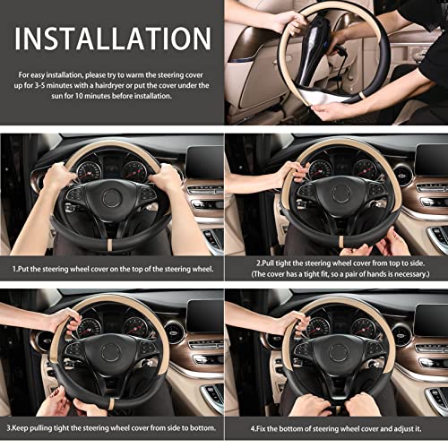 Breathable Car Steering Wheel Cover 15 inch Auto Universal Leather Wrap Non