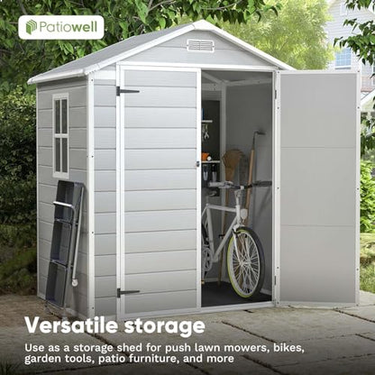 6x4 FT Resin Outdoor Storage Shed with Floor