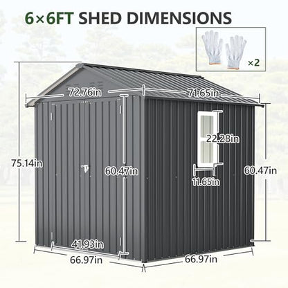 6x6 ft Metal Storage Shed Outdoor