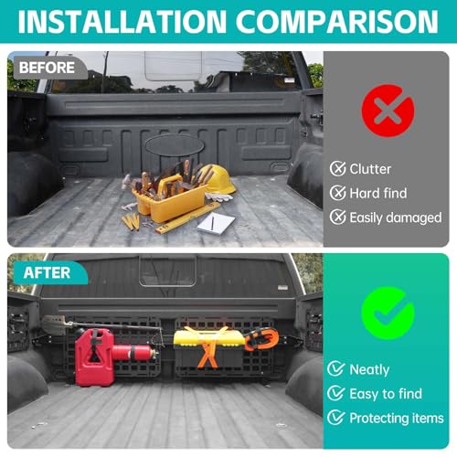 Front Truck Bed Molle Panel Rack System Compatible with 2015