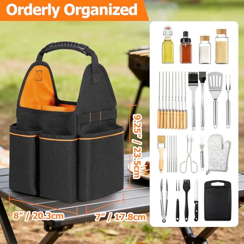 Grill Utensil Storage Bag with Divider & Boards & Pockets & Handle