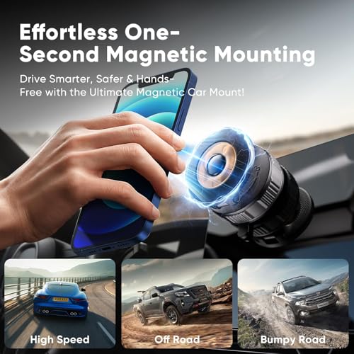 Car Phone Holder for Magsafe [120+LBS Strong Suction & 2800gf Magnetic]