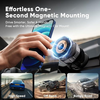 Car Phone Holder for Magsafe [120+LBS Strong Suction & 2800gf Magnetic]