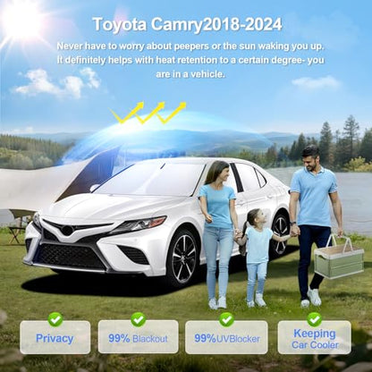 6pcs Car Window Shades for Toyota Camry 2018 (6 Count)