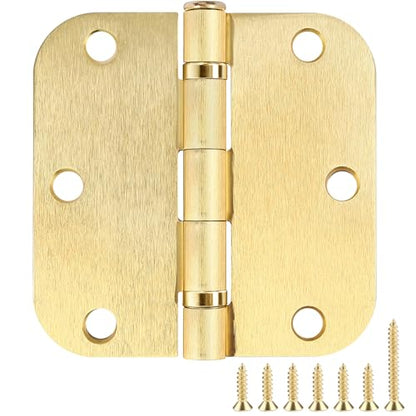 Rounded Door Hinges Brushed Brass 3.5 Inch 5 (3 Count)