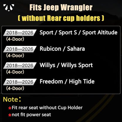 Wrangler JL Seat Covers Custom Fit for Jeep Wrangler (4 Count)