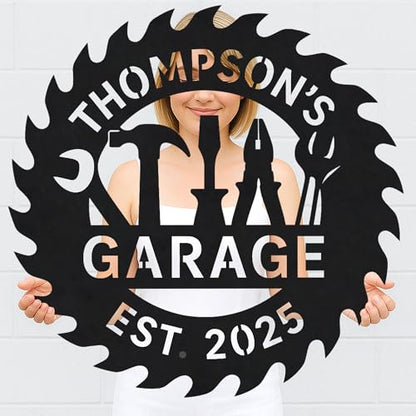 Custom Garage Workshop Metal Sign Personalized Tool Name Wall Art for Car Truck Mechanic Shop Decor Durable Steel Sign for Dad Husband Men’s Auto Workspace or Fence