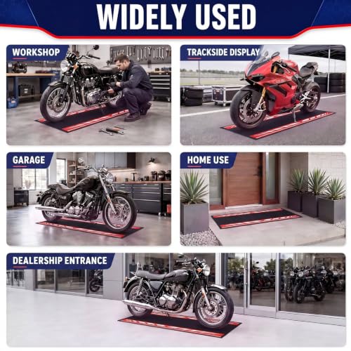 Motorcycle Mat Garage Floor Rug Washable Parking Mats for Garage Floors Non Slip Oil Absorbent Pad Rubber Backing Layer Protects Floor