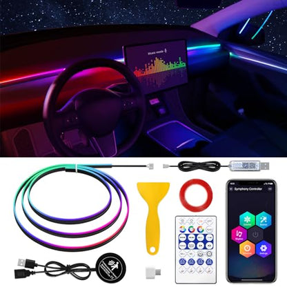 Dreamcolor Acrylic Interior Car LED Strip Light with Motion Sensor Switch