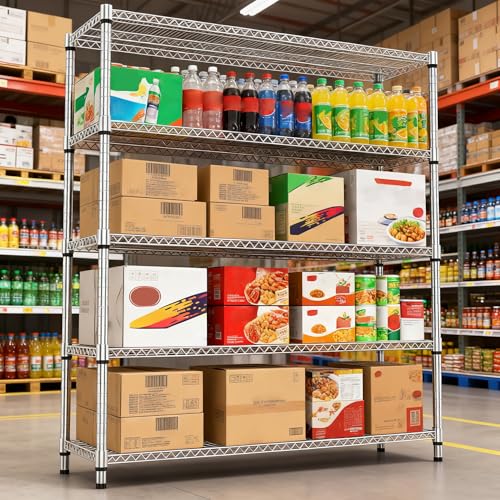 5 Tiers Shelf 3300 lbs Steel Storage Shelving Utility Shelving Unit Steel Organizer Wire Rack for Home (5 Count)