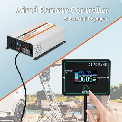 2000W Pure Sine Wave Inverter 24V DC to 120V AC Converter
