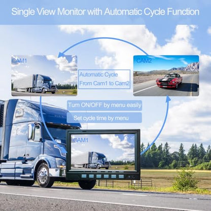 AHD 1080P 7" Rear View Backup Dual Twin Lens Waterproof Camera System