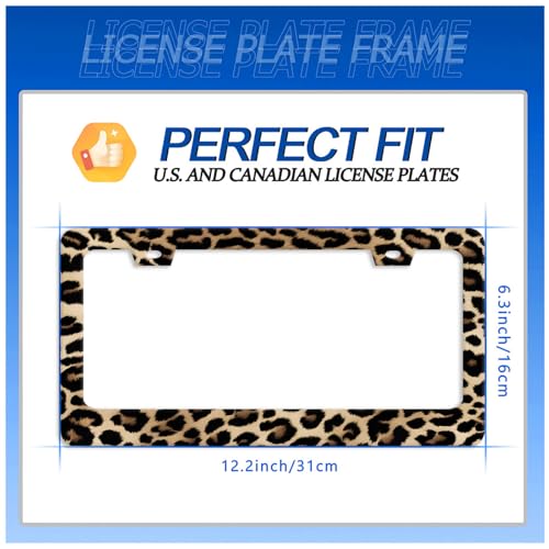 Leopard License Plate Frame Stainless Steel Car Accessories 12.3" x 6.3"