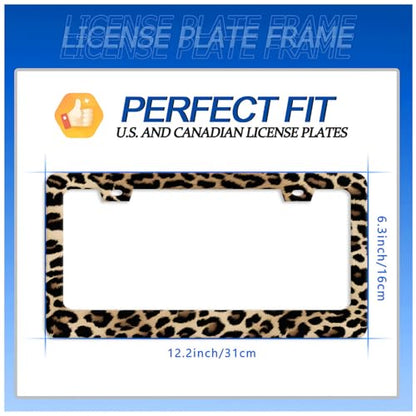 Leopard License Plate Frame Stainless Steel Car Accessories 12.3" x 6.3"