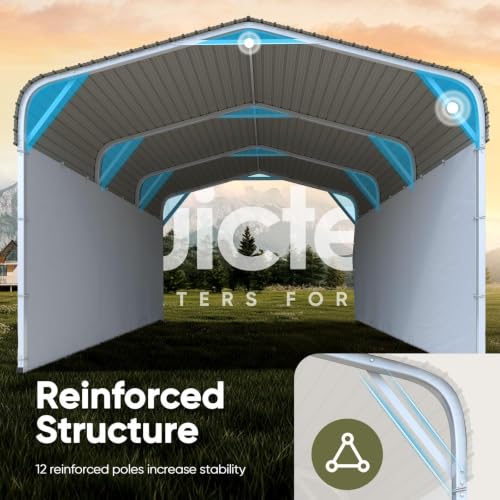 10x15 FT Heavy Duty Metal Carport with PE Sidewalls