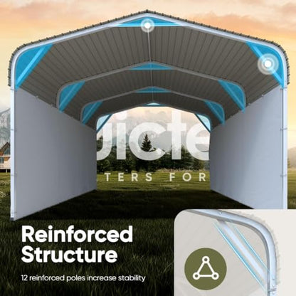 10x15 FT Heavy Duty Metal Carport with PE Sidewalls