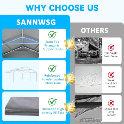 10x16 FT Heavy Duty Carport Canopy